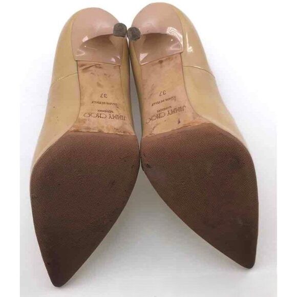 $975 Women's Jimmy Choo "Ixia 95"  Biscuit Patent Leather Pump High Heels 37/6.5 - Picture 4 of 5